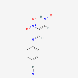 molecular formula C11H10N4O3 B2525698 4-[[(Z)-3-(methoxyamino)-2-nitroprop-2-enylidene]amino]benzonitrile CAS No. 338960-18-2