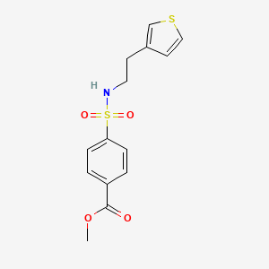 molecular formula C14H15NO4S2 B2525726 methyl 4-{[2-(thiophen-3-yl)ethyl]sulfamoyl}benzoate CAS No. 1396713-03-3