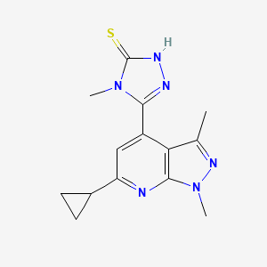 molecular formula C14H16N6S B2525727 5-(6-cyclopropyl-1,3-dimethyl-1H-pyrazolo[3,4-b]pyridin-4-yl)-4-methyl-4H-1,2,4-triazole-3-thiol CAS No. 937598-08-8