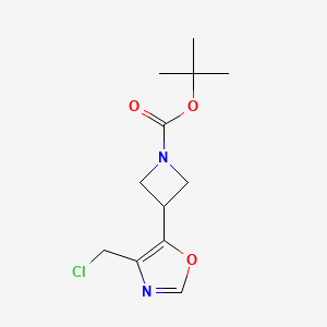 molecular formula C12H17ClN2O3 B2525756 Tert-butyl 3-[4-(chloromethyl)-1,3-oxazol-5-yl]azetidine-1-carboxylate CAS No. 2230802-58-9