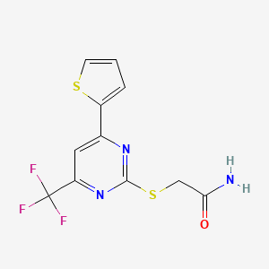 2-((4-(Thiophen-2-yl)-6-(trifluoromethyl)pyrimidin-2-yl)thio)acetamide