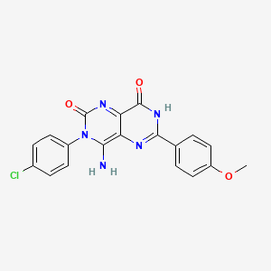 molecular formula C19H14ClN5O3 B2525768 3-(4-Chlorophenyl)-4-imino-6-(4-methoxyphenyl)-1,3,7-trihydro-5,7-diazaquinazoline-2,8-dione CAS No. 379707-94-5