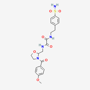 molecular formula C22H26N4O7S B2525801 N1-((3-(4-methoxybenzoyl)oxazolidin-2-yl)methyl)-N2-(4-sulfamoylphenethyl)oxalamide CAS No. 874805-28-4