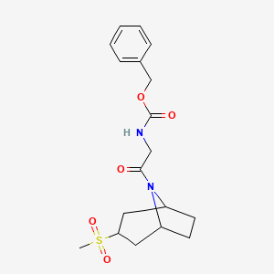 molecular formula C18H24N2O5S B2525803 benzyl (2-((1R,5S)-3-(methylsulfonyl)-8-azabicyclo[3.2.1]octan-8-yl)-2-oxoethyl)carbamate CAS No. 1706403-92-0