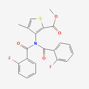 molecular formula C21H15F2NO4S B2525806 Methyl 3-[bis(2-fluorobenzoyl)amino]-4-methyl-2-thiophenecarboxylate CAS No. 866150-48-3