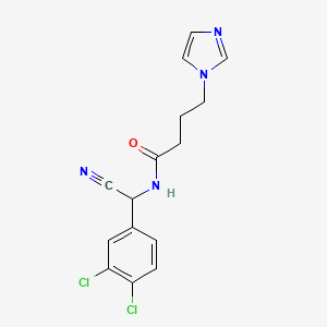 molecular formula C15H14Cl2N4O B2525814 N-[Cyano-(3,4-dichlorophenyl)methyl]-4-imidazol-1-ylbutanamide CAS No. 2418710-30-0