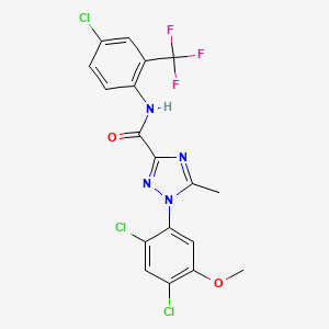 molecular formula C18H12Cl3F3N4O2 B2525840 N-[4-chloro-2-(trifluoromethyl)phenyl]-1-(2,4-dichloro-5-methoxyphenyl)-5-methyl-1H-1,2,4-triazole-3-carboxamide CAS No. 339015-17-7