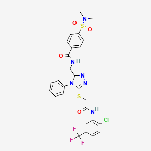 molecular formula C27H24ClF3N6O4S2 B2525852 N-({5-[({[2-chloro-5-(trifluoromethyl)phenyl]carbamoyl}methyl)sulfanyl]-4-phenyl-4H-1,2,4-triazol-3-yl}methyl)-4-(dimethylsulfamoyl)benzamide CAS No. 393875-15-5