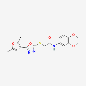 N-(2,3-dihydrobenzo[b][1,4]dioxin-6-yl)-2-((5-(2,5-dimethylfuran-3-yl)-1,3,4-oxadiazol-2-yl)thio)acetamide