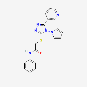 molecular formula C20H18N6OS B2525904 N-(4-methylphenyl)-2-{[5-(pyridin-3-yl)-4-(1H-pyrrol-1-yl)-4H-1,2,4-triazol-3-yl]sulfanyl}acetamide CAS No. 886932-63-4