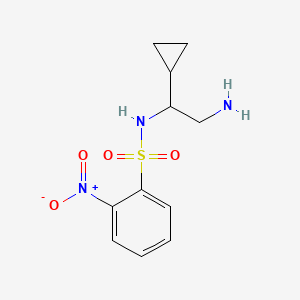 molecular formula C11H16ClN3O4S B2525914 N-(2-Amino-1-cyclopropylethyl)-2-nitrobenzene-1-sulfonamide CAS No. 1586707-60-9