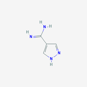 molecular formula C4H6N4 B2525916 1H-Pyrazole-4-carboximidamide CAS No. 1447663-57-1