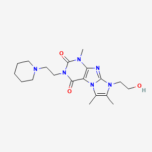 molecular formula C19H28N6O3 B2525920 8-(2-hydroxyethyl)-1,6,7-trimethyl-3-(2-(piperidin-1-yl)ethyl)-1H-imidazo[2,1-f]purine-2,4(3H,8H)-dione CAS No. 919011-93-1