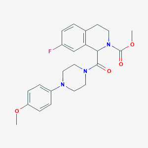 molecular formula C23H26FN3O4 B2525926 methyl 7-fluoro-1-(4-(4-methoxyphenyl)piperazine-1-carbonyl)-3,4-dihydroisoquinoline-2(1H)-carboxylate CAS No. 1396571-04-2