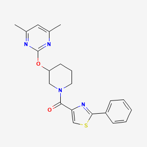 (3-((4,6-Dimethylpyrimidin-2-yl)oxy)piperidin-1-yl)(2-phenylthiazol-4-yl)methanone