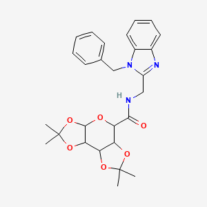 molecular formula C27H31N3O6 B2525959 N-[(1-benzylbenzimidazol-2-yl)methyl]-4,4,11,11-tetramethyl-3,5,7,10,12-pentaoxatricyclo[7.3.0.02,6]dodecane-8-carboxamide CAS No. 1192005-63-2