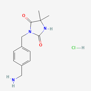 3-{[4-(Aminomethyl)phenyl]methyl}-5,5-dimethylimidazolidine-2,4-dione hydrochloride