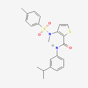 molecular formula C22H24N2O3S2 B2525967 N-[6-(isopropylsulfonyl)-1,3-dimethyl-2-oxo-2,3-dihydro-1H-benzimidazol-5-yl]-4-(trifluoromethyl)benzamide CAS No. 1115933-67-9