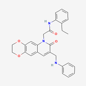 molecular formula C28H27N3O4 B2525977 N-(2-ethylphenyl)-2-{7-oxo-8-[(phenylamino)methyl]-2H,3H,6H,7H-[1,4]dioxino[2,3-g]quinolin-6-yl}acetamide CAS No. 932308-60-6