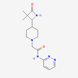 molecular formula C16H23N5O2 B2525979 2-[4-(3,3-Dimethyl-4-oxoazetidin-2-yl)piperidin-1-yl]-N-pyridazin-3-ylacetamide CAS No. 2418726-52-8