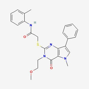 molecular formula C25H26N4O3S B2525984 2-{[3-(2-methoxyethyl)-5-methyl-4-oxo-7-phenyl-3H,4H,5H-pyrrolo[3,2-d]pyrimidin-2-yl]sulfanyl}-N-(2-methylphenyl)acetamide CAS No. 1111960-37-2
