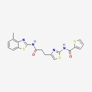 molecular formula C19H16N4O2S3 B2526085 N-(4-(3-((4-methylbenzo[d]thiazol-2-yl)amino)-3-oxopropyl)thiazol-2-yl)thiophene-2-carboxamide CAS No. 1021228-75-0