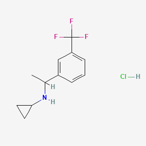 molecular formula C12H15ClF3N B2526107 N-{1-[3-(trifluoromethyl)phenyl]ethyl}cyclopropanamine hydrochloride CAS No. 1181457-92-0