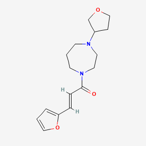 molecular formula C16H22N2O3 B2526109 (E)-3-(furan-2-yl)-1-(4-(tetrahydrofuran-3-yl)-1,4-diazepan-1-yl)prop-2-en-1-one CAS No. 2321335-78-6