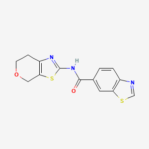 molecular formula C14H11N3O2S2 B2526111 N-(6,7-dihydro-4H-pyrano[4,3-d]thiazol-2-yl)benzo[d]thiazole-6-carboxamide CAS No. 1421477-30-6
