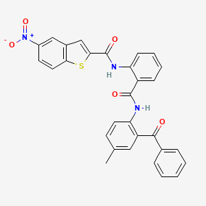 molecular formula C30H21N3O5S B2526116 N-(2-((2-benzoyl-4-methylphenyl)carbamoyl)phenyl)-5-nitrobenzo[b]thiophene-2-carboxamide CAS No. 476319-62-7