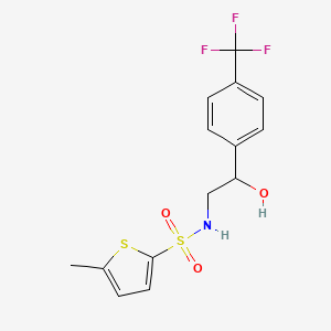 molecular formula C14H14F3NO3S2 B2526140 N-(2-hydroxy-2-(4-(trifluoromethyl)phenyl)ethyl)-5-methylthiophene-2-sulfonamide CAS No. 1351608-02-0