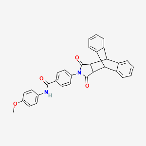 molecular formula C32H24N2O4 B2526158 4-[16,18-dioxo-17-azapentacyclo[6.6.5.0~2,7~.0~9,14~.0~15,19~]nonadeca-2,4,6,9(14),10,12-hexaen-17-yl]-N-(4-methoxyphenyl)benzenecarboxamide CAS No. 956390-05-9