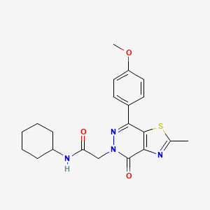 molecular formula C21H24N4O3S B2526161 N-cyclohexyl-2-(7-(4-methoxyphenyl)-2-methyl-4-oxothiazolo[4,5-d]pyridazin-5(4H)-yl)acetamide CAS No. 941949-33-3