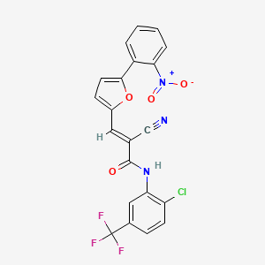 molecular formula C21H11ClF3N3O4 B2526163 N-[2-chloro-5-(trifluoromethyl)phenyl]-2-cyano-3-[5-(2-nitrophenyl)furan-2-yl]prop-2-enamide CAS No. 345243-57-4
