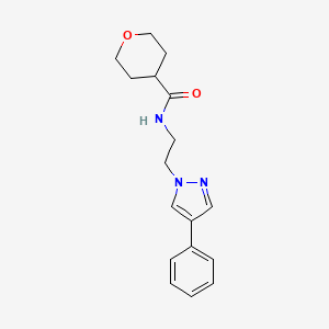 molecular formula C17H21N3O2 B2526171 N-[2-(4-phenyl-1H-pyrazol-1-yl)ethyl]oxane-4-carboxamide CAS No. 2034369-15-6
