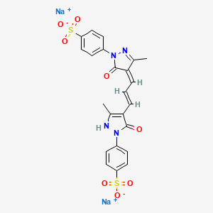 molecular formula C23H20N4O8S2 B2526207 Benzenesulfonic acid, 4-(4,5-dihydro-4-(3-(5-hydroxy-3-methyl-1-(4-sulfophenyl)-1H-pyrazol-4-yl)-2-propenylidene)-3-methyl-5-oxo-1H-pyrazol-1-yl)-, disodium salt CAS No. 63870-34-8