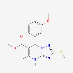molecular formula C16H18N4O3S B2526237 METHYL 7-(3-METHOXYPHENYL)-5-METHYL-2-(METHYLSULFANYL)-4H,7H-[1,2,4]TRIAZOLO[1,5-A]PYRIMIDINE-6-CARBOXYLATE CAS No. 909574-78-3