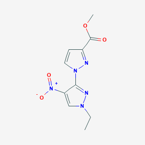 molecular formula C10H11N5O4 B2526337 methyl 1'-ethyl-4'-nitro-1'H-1,3'-bipyrazole-3-carboxylate CAS No. 1855889-73-4