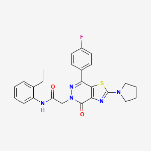 molecular formula C25H24FN5O2S B2526381 N-(2-ethylphenyl)-2-(7-(4-fluorophenyl)-4-oxo-2-(pyrrolidin-1-yl)thiazolo[4,5-d]pyridazin-5(4H)-yl)acetamide CAS No. 1170291-80-1