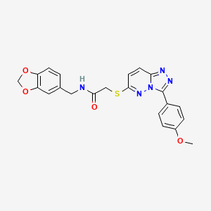 molecular formula C22H19N5O4S B2526394 N-(benzo[d][1,3]dioxol-5-ylmethyl)-2-((3-(4-methoxyphenyl)-[1,2,4]triazolo[4,3-b]pyridazin-6-yl)thio)acetamide CAS No. 852376-65-9