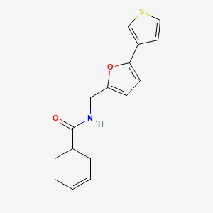 molecular formula C16H17NO2S B2526395 N-((5-(thiophen-3-yl)furan-2-yl)methyl)cyclohex-3-enecarboxamide CAS No. 2034564-69-5