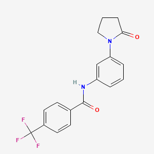 molecular formula C18H15F3N2O2 B2526407 N-[3-(2-oxopyrrolidin-1-yl)phenyl]-4-(trifluoromethyl)benzamide CAS No. 941957-13-7