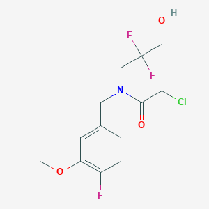 molecular formula C13H15ClF3NO3 B2526410 2-Chloro-N-(2,2-difluoro-3-hydroxypropyl)-N-[(4-fluoro-3-methoxyphenyl)methyl]acetamide CAS No. 2411318-83-5