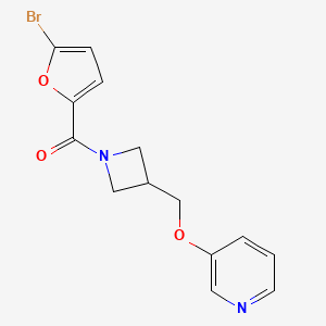 molecular formula C14H13BrN2O3 B2526457 3-{[1-(5-Bromofuran-2-carbonyl)azetidin-3-yl]methoxy}pyridine CAS No. 2379984-47-9