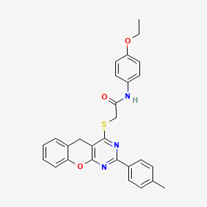 molecular formula C28H25N3O3S B2526471 N-(4-ETHOXYPHENYL)-2-{[2-(4-METHYLPHENYL)-5H-CHROMENO[2,3-D]PYRIMIDIN-4-YL]SULFANYL}ACETAMIDE CAS No. 872205-76-0