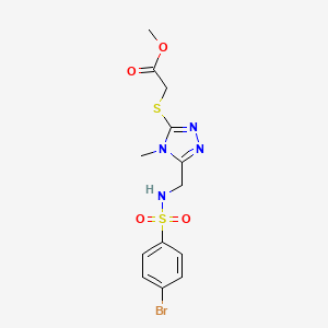 molecular formula C13H15BrN4O4S2 B2526556 methyl 2-{[5-({[(4-bromophenyl)sulfonyl]amino}methyl)-4-methyl-4H-1,2,4-triazol-3-yl]sulfanyl}acetate CAS No. 338421-76-4