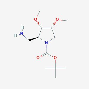molecular formula C12H24N2O4 B2526559 rac-tert-butyl(2R,3R,4S)-2-(aminomethyl)-3,4-dimethoxypyrrolidine-1-carboxylate CAS No. 2503155-59-5