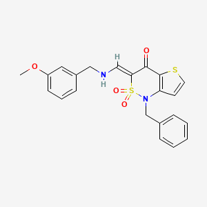 molecular formula C22H20N2O4S2 B2526561 (3Z)-1-benzyl-3-({[(3-methoxyphenyl)methyl]amino}methylidene)-1H,3H,4H-2lambda6-thieno[3,2-c][1,2]thiazine-2,2,4-trione CAS No. 894672-45-8