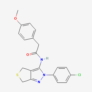 molecular formula C20H18ClN3O2S B2526589 N-[2-(4-chlorophenyl)-2H,4H,6H-thieno[3,4-c]pyrazol-3-yl]-2-(4-methoxyphenyl)acetamide CAS No. 361477-53-4