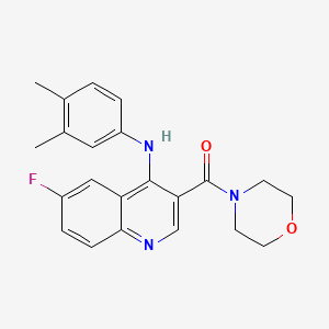 molecular formula C22H22FN3O2 B2526610 N-(3,4-DIMETHYLPHENYL)-6-FLUORO-3-(MORPHOLINE-4-CARBONYL)QUINOLIN-4-AMINE CAS No. 1358707-88-6